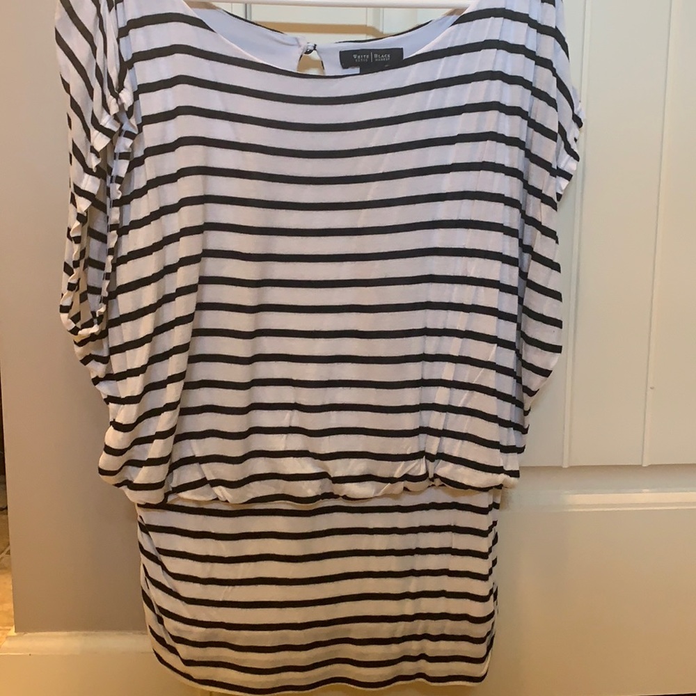 White House Black Market-B&W Striped Shirt-XL